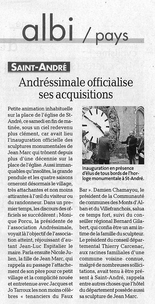 Article "Andressimale officialise ses acquisitions"