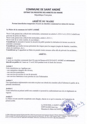 INFORMATION TRAVAUX DU CIMETIERE