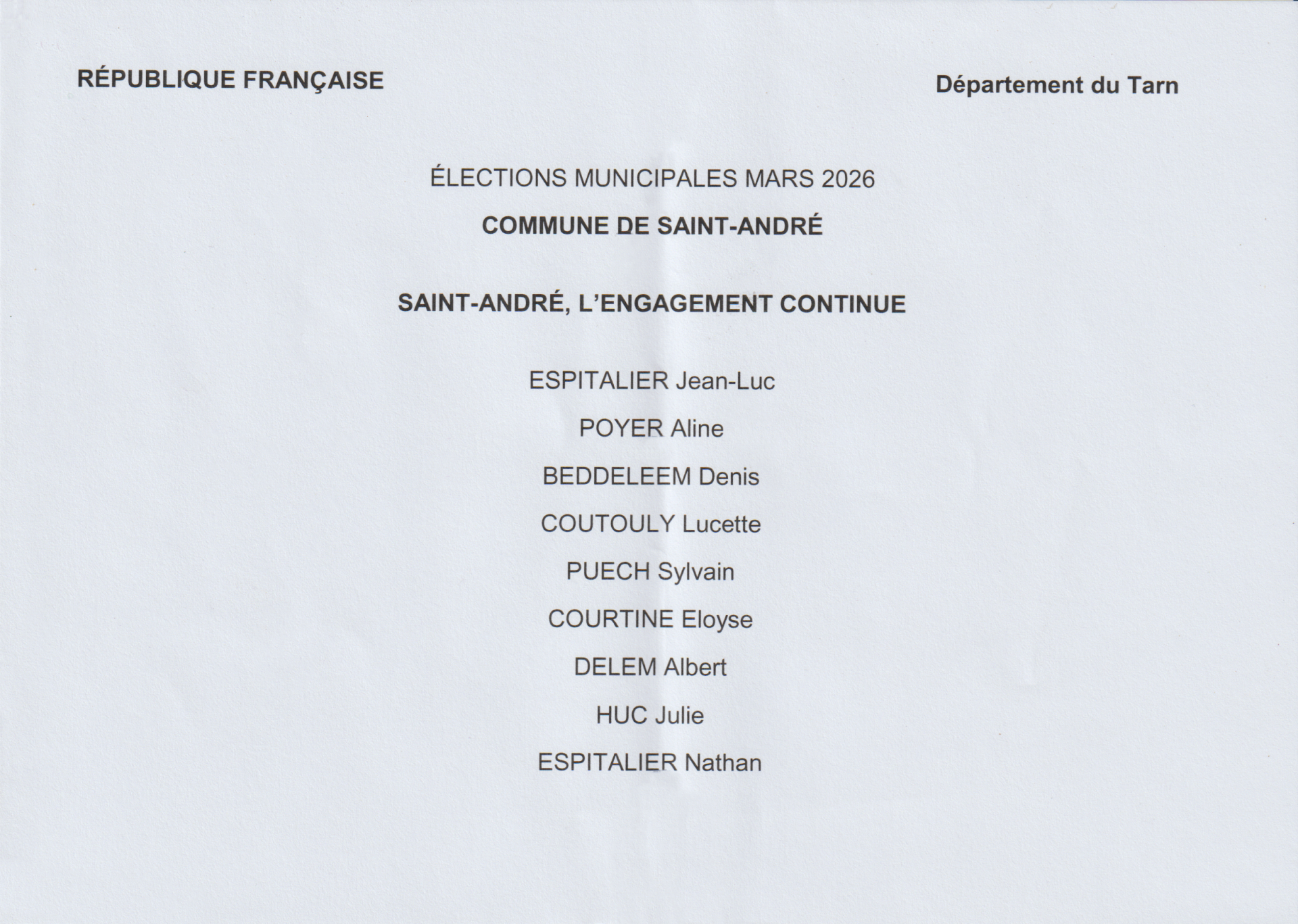 ÉLECTIONS MUNICIPALES 2026